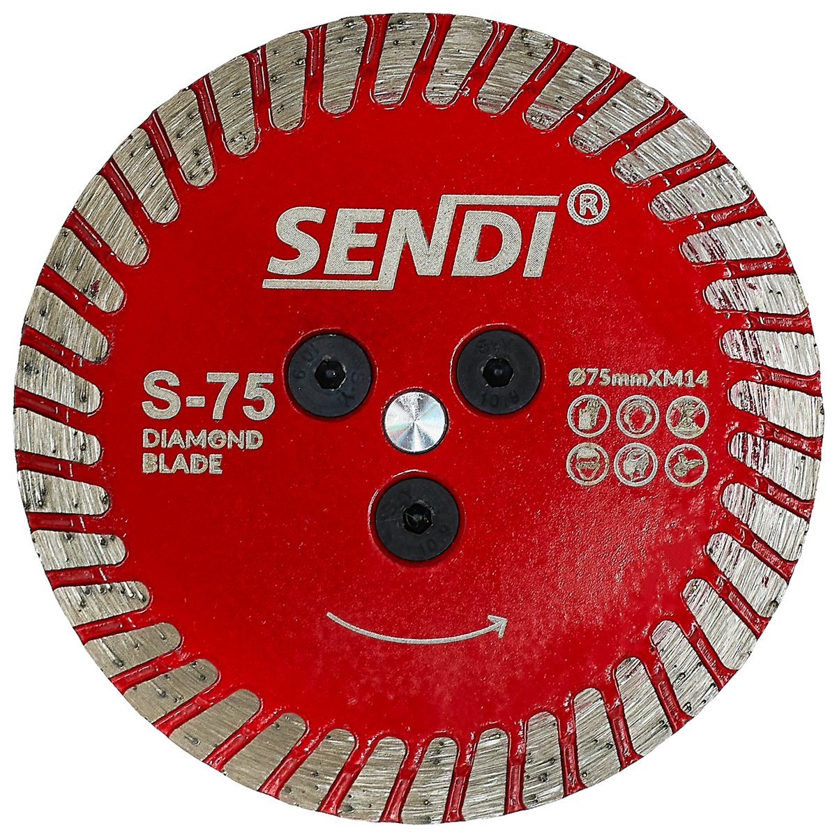 SENDI S-75 Ø75 mm gyémánt vágókorong greslapokhoz – M14 menettel 2 SENDI S-75 Ø75 mm gyémánt vágókorong greslapokhoz – M14 menettel - Image 2